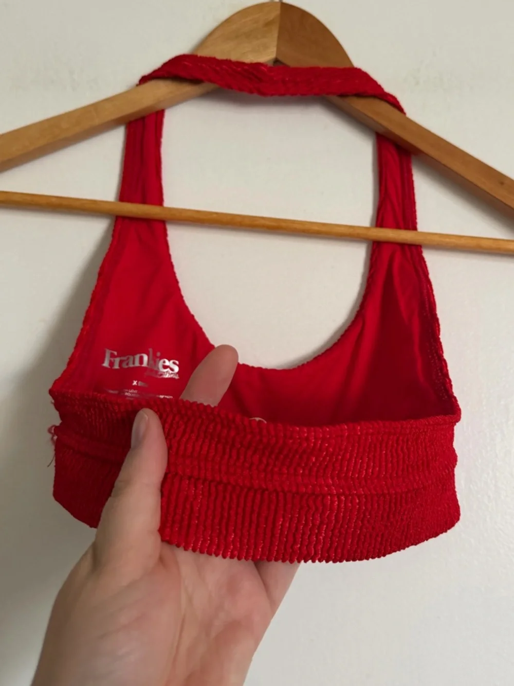 Frankie's Bikinis Vibrant Red Smocked Bikini Top